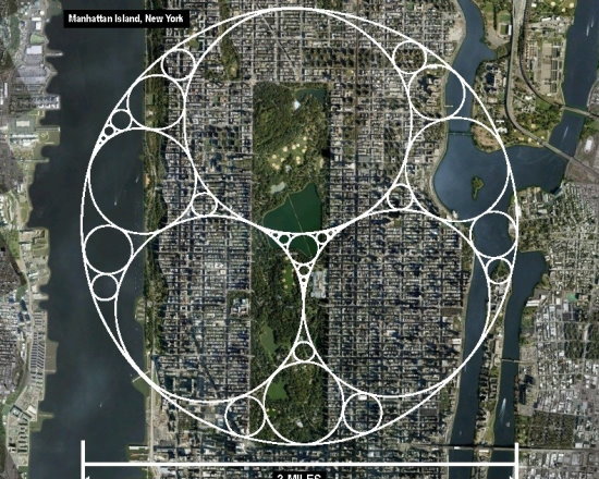 这幅画作的面积相当于曼哈顿。线条在距地面4万英尺的高空仍清晰可见。 这幅画作的面积相当于曼哈顿。线条在距地面4万英尺的高空仍清晰可见。
