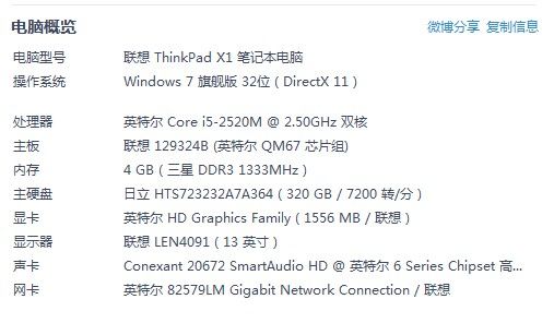 ThinkPad X1配置一览 ThinkPad X1配置一览