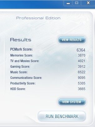 PCMark Vantage得分 PCMark Vantage得分