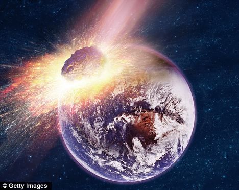 科学家们普遍相信,在大约6500万年前,一次猛烈的天外撞击事件导致了恐龙和其他诸多生物的灭绝 科学家们普遍相信,在大约6500万年前,一次猛烈的天外撞击事件导致了恐龙和其他诸多生物的灭绝