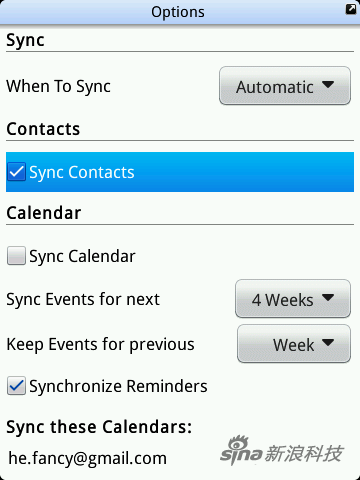 勾选“Sync Contacts” 保持Automatic不变 勾选“Sync Contacts” 保持Automatic不变