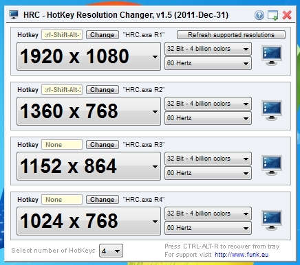 HotKey Resolution Changer主界面 HotKey Resolution Changer主界面