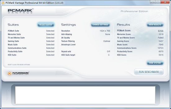 PCMark Vantage测试成绩 PCMark Vantage测试成绩