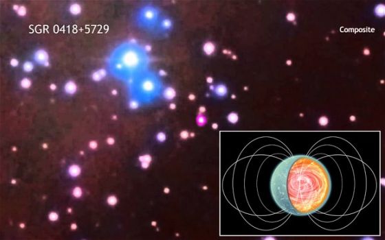 一颗距离地球约6500光年,编号为SGR 0418+5729的磁星近期被发现很有可能拥有迄今已知宇宙范围内强度最高的磁场 一颗距离地球约6500光年,编号为SGR 0418+5729的磁星近期被发现很有可能拥有迄今已知宇宙范围内强度最高的磁场