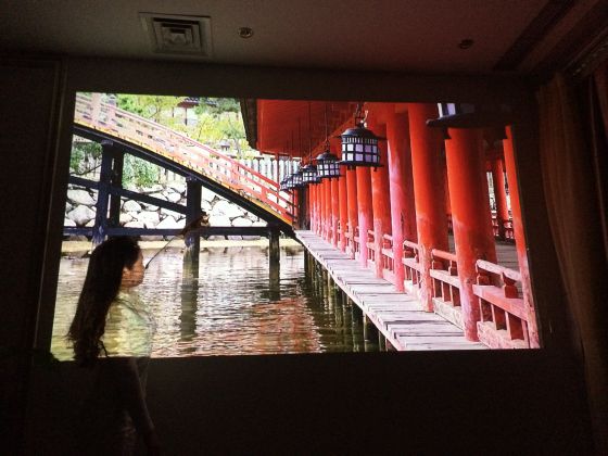 极米无屏电视现场演示图(用iPhone 5拍摄) 极米无屏电视现场演示图(用iPhone 5拍摄)