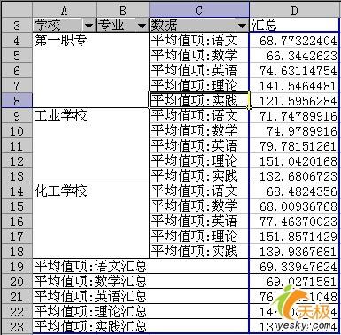 Excel����͸�ӱ�������ѧ���ɼ�ƽ��ֵ(2)