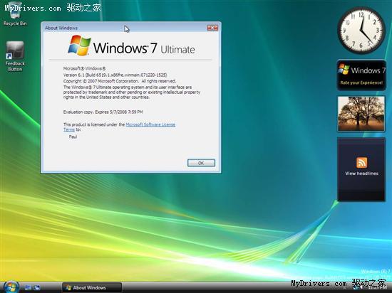 Windows 7 Build 6519美图15张