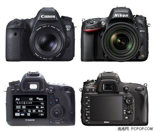 佳能6d/尼康d600廉价全幅单反外观对比首先我们从外观说起,佳能6d作为