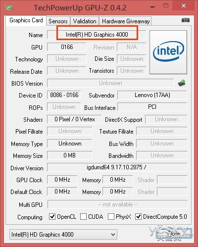 intel hd graphics 4000信息检索