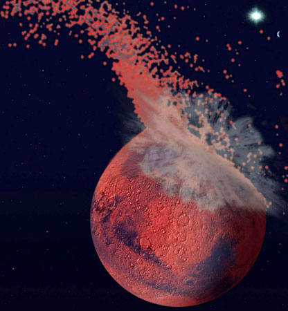 小行星撞击火星模拟图