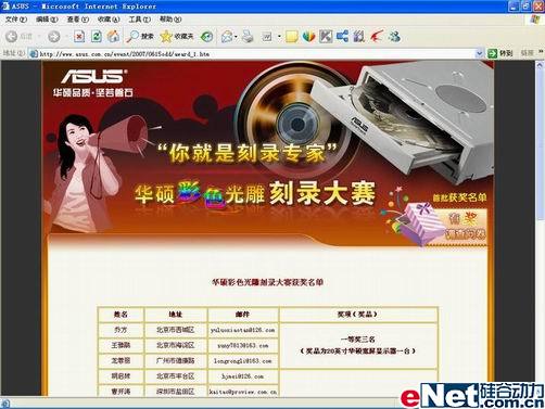 华硕彩雕刻录大赛 龙虎榜公布_硬件