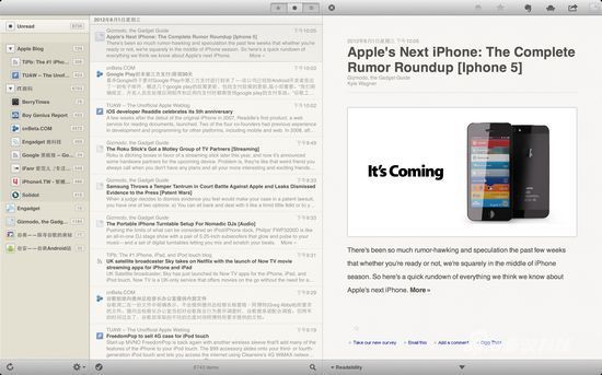 RSS阅读器Reeder RMBP使用RSS阅读器Reeder