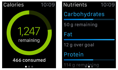 MyFitnessPal在Apple Wacth上的界面