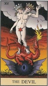 炼金术塔罗牌之恶魔(图片来源于作者博客) 炼金术塔罗牌之恶魔(图片来源于作者博客)