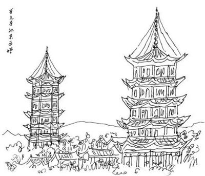泉州东西塔手绘