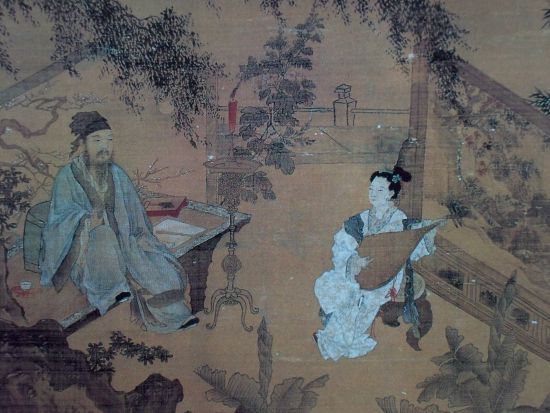 明代唐寅《陶榖赠词图》(局部1) 明代唐寅《陶榖赠词图》(局部1)