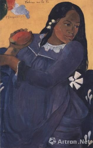 保罗·高更,拿芒果的女人,1892,帆布油画,72.7x44.5厘米。巴尔的摩艺术博物馆,科恩收藏馆 保罗·高更,拿芒果的女人,1892,帆布油画,72.7x44.5厘米。巴尔的摩艺术博物馆,科恩收藏馆