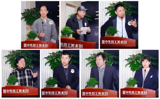 图四 参展玉雕大师曹志涛、常世琪、李东、王金兰、张铁成、赵敏、赵琦(从上到下,自左至右)亲自解读参展新品 图四 参展玉雕大师曹志涛、常世琪、李东、王金兰、张铁成、赵敏、赵琦(从上到下,自左至右)亲自解读参展新品