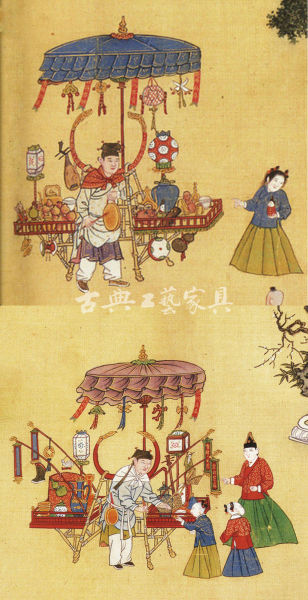 图6 明佚名《明宪宗元宵行乐图》中的挑桌(国家博物馆藏) 图6 明佚名《明宪宗元宵行乐图》中的挑桌(国家博物馆藏)