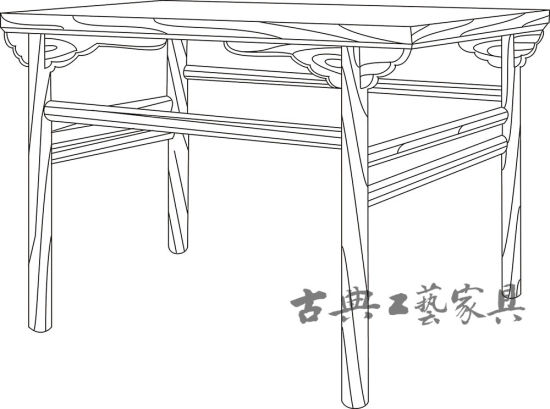 图7 河北巨鹿北宋遗址出土木桌线描图 图7 河北巨鹿北宋遗址出土木桌线描图