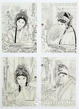 《牡丹亭》插画四幅 《牡丹亭》插画四幅