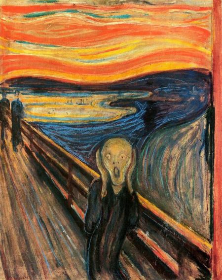 人们纽约曼哈顿的现代艺术博物馆(MOMA)欣赏爱德华·蒙克(Edvard Munch)的《尖叫》(The Scream) 人们纽约曼哈顿的现代艺术博物馆(MOMA)欣赏爱德华·蒙克(Edvard Munch)的《尖叫》(The Scream)