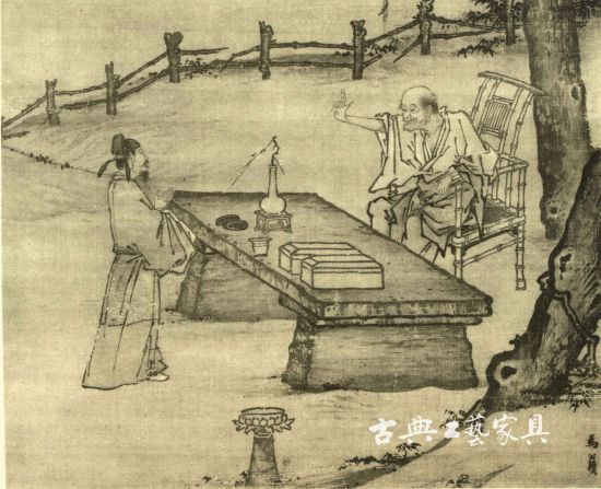 图2 南宋 马公显《药山李翱问答图》中的石案 图2 南宋 马公显《药山李翱问答图》中的石案