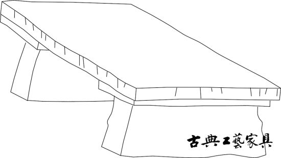 图2 南宋 马公显《药山李翱问答图》中的石案线描图 图2 南宋 马公显《药山李翱问答图》中的石案线描图