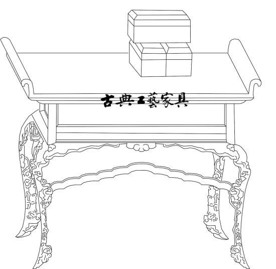 图5 北宋 佚名《六尊者像》中的翘头案线描图 图5 北宋 佚名《六尊者像》中的翘头案线描图