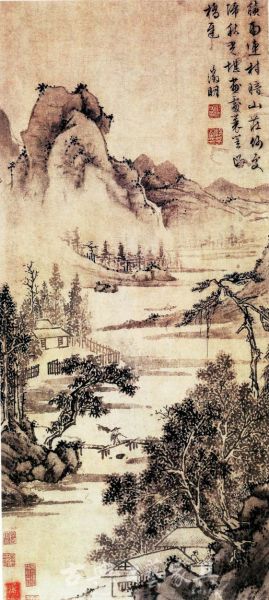 明 文徵明《积雨连村图》中渔樵耕读的诗意生活画面 明 文徵明《积雨连村图》中渔樵耕读的诗意生活画面