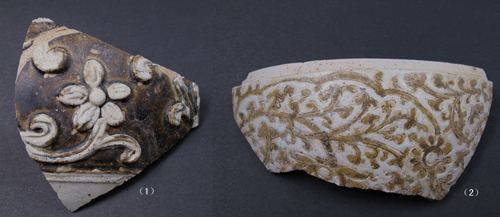 宋加洛瓷器线刻填彩及堆附纹饰 宋加洛瓷器线刻填彩及堆附纹饰