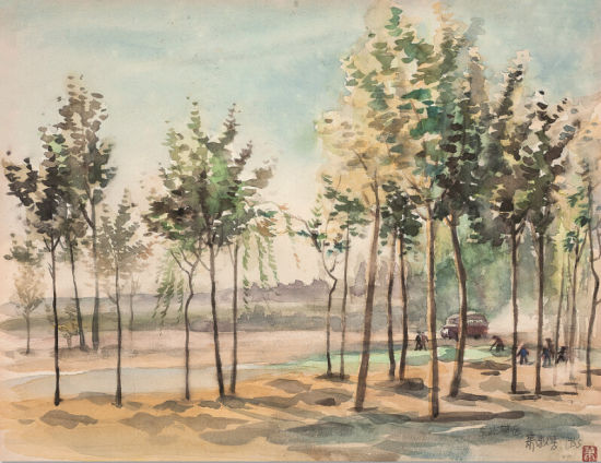 萧淑芳 东北林区 纸本水彩 1955年 33×25cm 得自艺术家家属 RMB 45,000-55,000 萧淑芳 东北林区 纸本水彩 1955年 33×25cm 得自艺术家家属 RMB 45,000-55,000