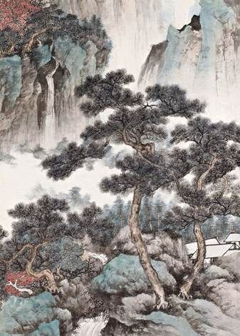 吴湖帆 《翠岚居隐》局部图 吴湖帆 《翠岚居隐》局部图