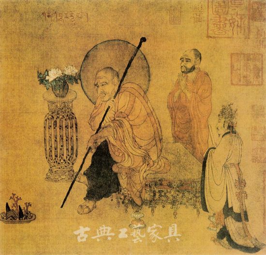 图6 《六尊者像》中的藤制香几 图6 《六尊者像》中的藤制香几