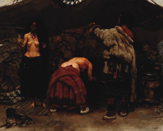 陈丹青《洗发女》,54×68cm,布面油彩,1980年 陈丹青曾提及:“……妻子的身体美极了,所以画了背还不算,把洗完后站着梳头的身影也画了进去。” 陈丹青《洗发女》,54×68cm,布面油彩,1980年 陈丹青曾提及:“……妻子的身体美极了,所以画了背还不算,把洗完后站着梳头的身影也画了进去。”
