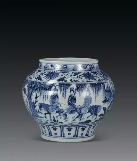 饶克勤仿元青花昭君出塞大罐 成交价97.75万 饶克勤仿元青花昭君出塞大罐 成交价97.75万