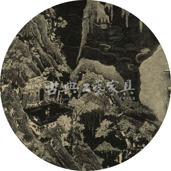 图1-2 黑漆螺钿乘槎图柜门(局部) 图1-2 黑漆螺钿乘槎图柜门(局部)