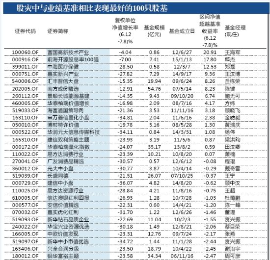市场会调整表现最好的100只股基 市场会调整表现最好的100只股基