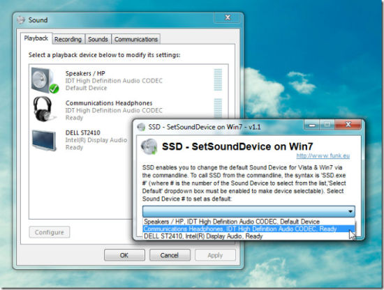 Win7声音设置工具 SSD-Set Sound Device 1.1