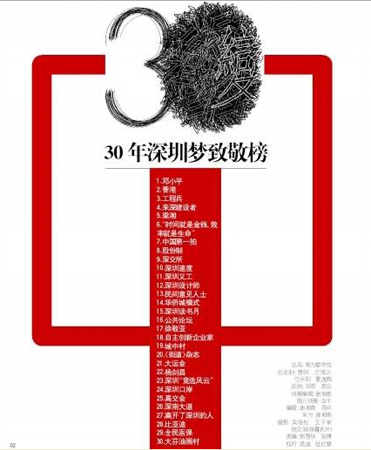 30年深圳梦致敬榜 30年深圳梦致敬榜