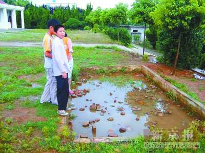 学校没钱买沙 学生菜子壳里练跳远