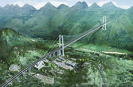 贵州坝陵河大峡谷利用遥控飞艇抛索建桥(图)