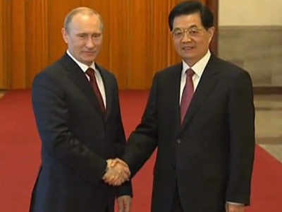 胡锦涛举行仪式欢迎俄总统普京访华|2012上海