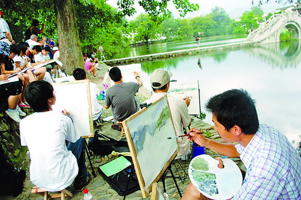 安徽宏村写生热(图)