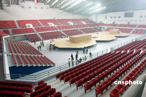 图:北京奥运会摔跤比赛馆进入收尾阶段