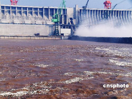 图:长江三峡大坝前集聚垃圾漂浮物亟待清理