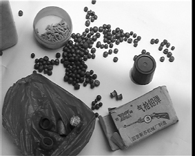 汽枪1支以及一些弹珠弹头等