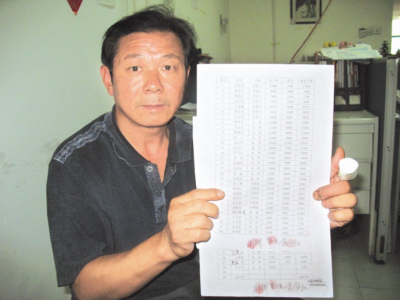 厦门某装潢公司58工人被欠薪44万余元