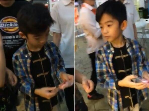 张柏芝帅儿捧甜甜圈不吃