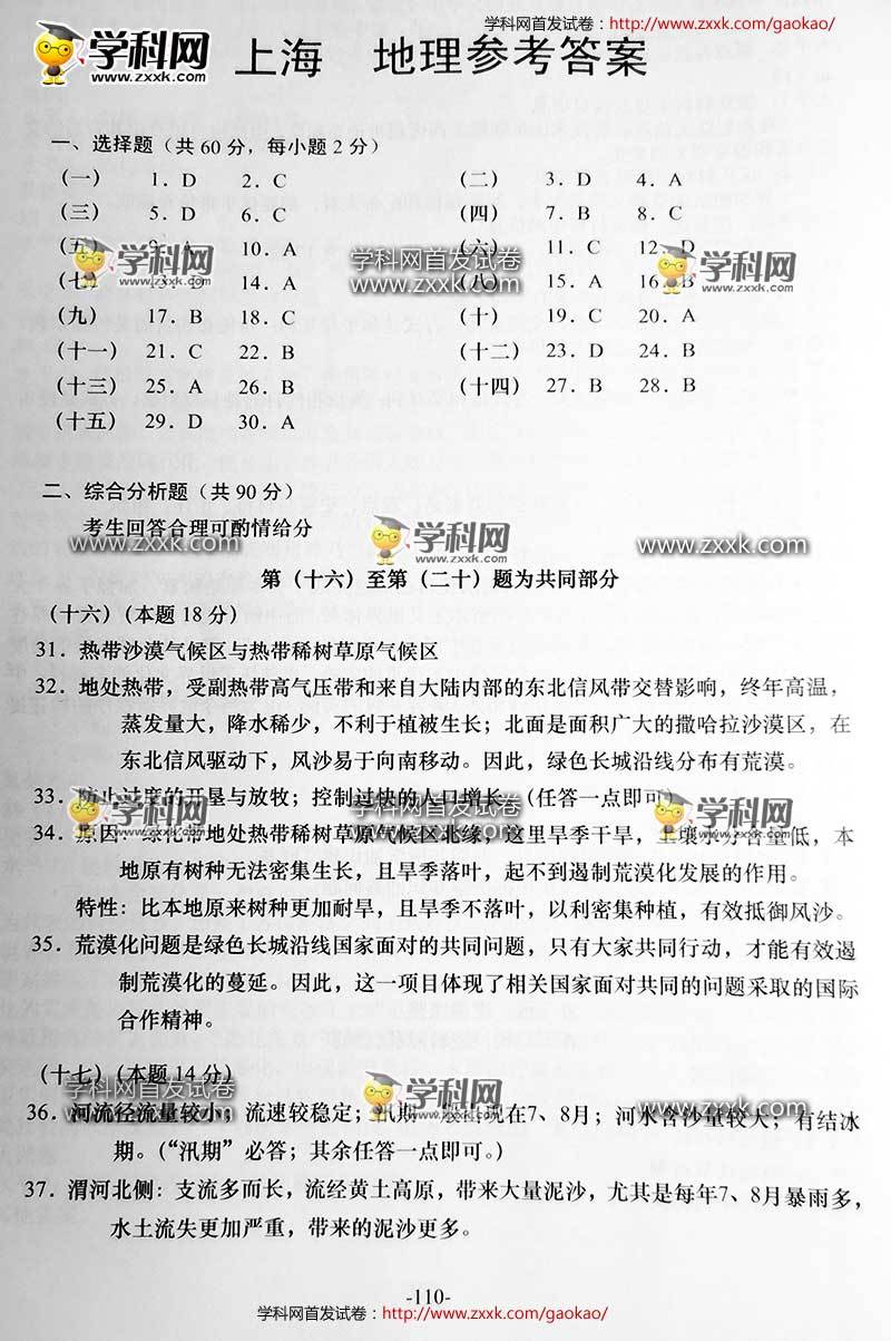 人口地理高考真题_2001年全国高考地理试题 上海卷 之一(3)